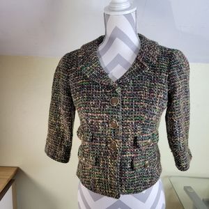 Womans Anne Taylor Loft Petites Cropped Wool Blend Blazer/Jacket Size 0 petitie